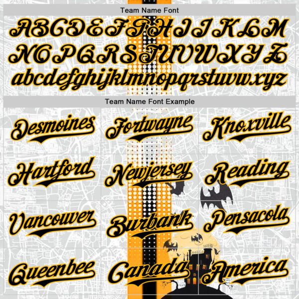 Custom White Black-Gold 3D Halloween Spooky Bat Stripe Authentic Baseball Jersey