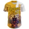 Custom White Yellow-Black 3D Halloween Spooky Pumpkin Authentic Baseball Jersey