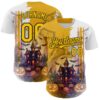 Custom White Yellow-Black 3D Halloween Spooky Pumpkin Authentic Baseball Jersey