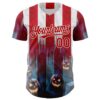 Custom Red Blue-White 3D Halloween Spooky Pumpkin Stripe Authentic Baseball Jersey