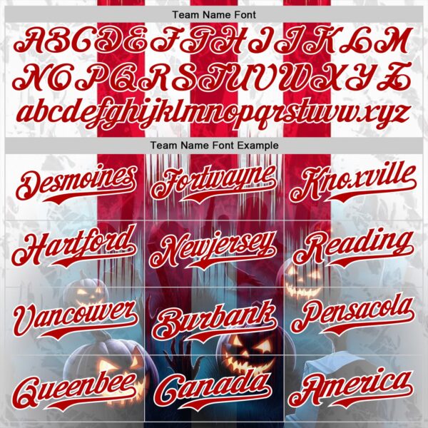 Custom Red Blue-White 3D Halloween Spooky Pumpkin Stripe Authentic Baseball Jersey