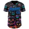 Custom Black Dark Purple-Lakes Blue 3D Halloween Spooky Pumpkin Authentic Baseball Jersey