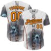 Custom White Bay Orange Gray-Black 3D Halloween Spooky Pumpkin Authentic Baseball Jersey
