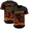 Custom Black Bay Orange 3D Halloween Spooky Pumpkin Authentic Baseball Jersey