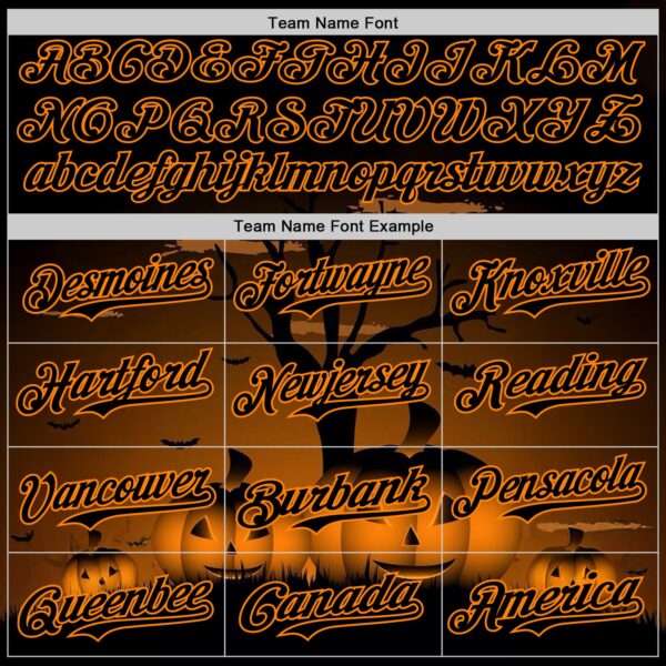 Custom Black Bay Orange 3D Halloween Spooky Pumpkin Authentic Baseball Jersey