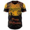 Custom Yellow Black 3D Halloween Spooky Pumpkin Authentic Baseball Jersey