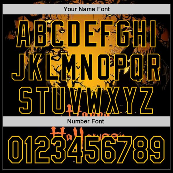 Custom Yellow Black 3D Halloween Spooky Pumpkin Authentic Baseball Jersey