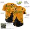 Custom Yellow Black 3D Halloween Spooky Pumpkin Bat Authentic Baseball Jersey