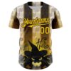 Custom Black Yellow-White 3D Halloween Spooky Pumpkin Stripe Authentic Baseball Jersey