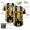 Custom Black Yellow-White 3D Halloween Spooky Pumpkin Stripe Authentic Baseball Jersey