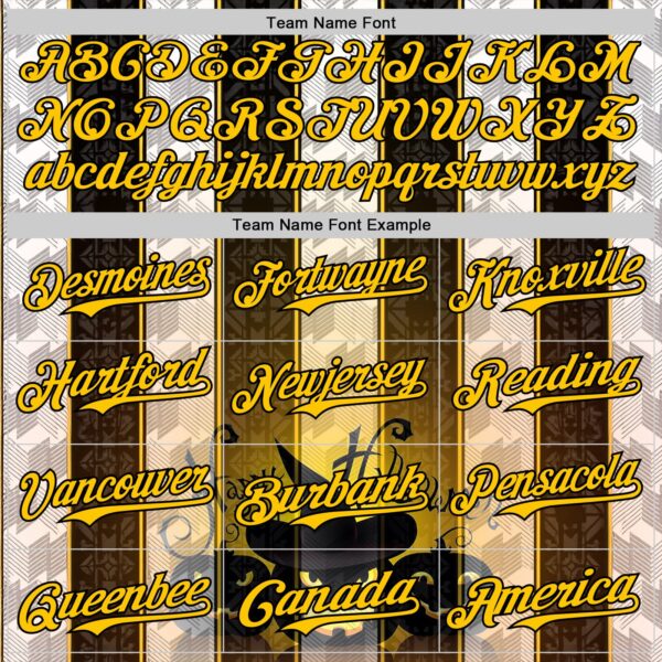 Custom Black Yellow-White 3D Halloween Spooky Pumpkin Stripe Authentic Baseball Jersey