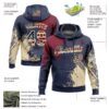 Custom Stitched Navy Vintage USA Flag Crimson-Cream 3D Pattern Design Abstract Brush Stroke Sports Pullover Sweatshirt Hoodie