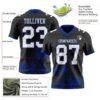 Custom Black White-Royal 3D Pattern Splash Authentic Football Jersey