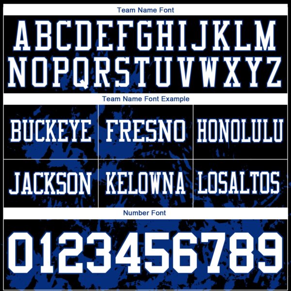 Custom Black White-Royal 3D Pattern Splash Authentic Football Jersey