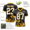 Custom Black White-Gold 3D Pattern Splash Authentic Football Jersey