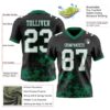 Custom Black White-Kelly Green 3D Pattern Splash Authentic Football Jersey