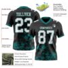 Custom Black White-Teal 3D Pattern Splash Authentic Football Jersey