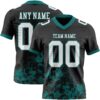 Custom Black White-Teal 3D Pattern Splash Authentic Football Jersey