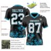 Custom Black White-Panther Blue 3D Pattern Splash Authentic Football Jersey