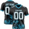 Custom Black White-Panther Blue 3D Pattern Splash Authentic Football Jersey