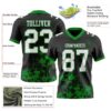 Custom Black White-Grass Green 3D Pattern Splash Authentic Football Jersey