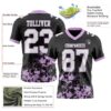 Custom Black White-Light Purple 3D Pattern Splash Authentic Football Jersey