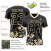 Custom Black Cream 3D Pattern Splash Authentic Football Jersey