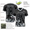 Custom Black Silver 3D Pattern Splash Authentic Football Jersey