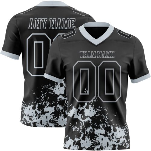 Custom Black Silver 3D Pattern Splash Authentic Football Jersey