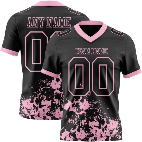 Custom Black Light Pink 3D Pattern Splash Authentic Football Jersey
