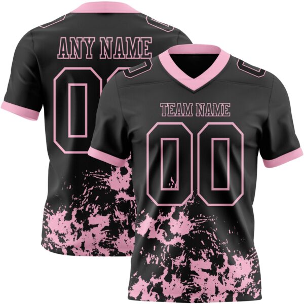 Custom Black Light Pink 3D Pattern Splash Authentic Football Jersey