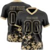 Custom Black Vegas Gold 3D Pattern Splash Authentic Football Jersey