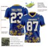 Custom Royal White-Old Gold 3D Pattern Splash Authentic Football Jersey
