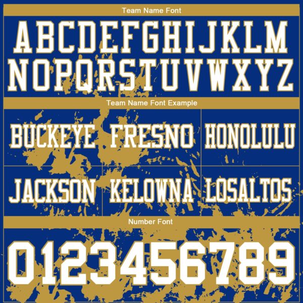 Custom Royal White-Old Gold 3D Pattern Splash Authentic Football Jersey