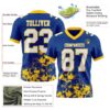 Custom Royal White-Yellow 3D Pattern Splash Authentic Football Jersey