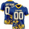 Custom Royal White-Yellow 3D Pattern Splash Authentic Football Jersey