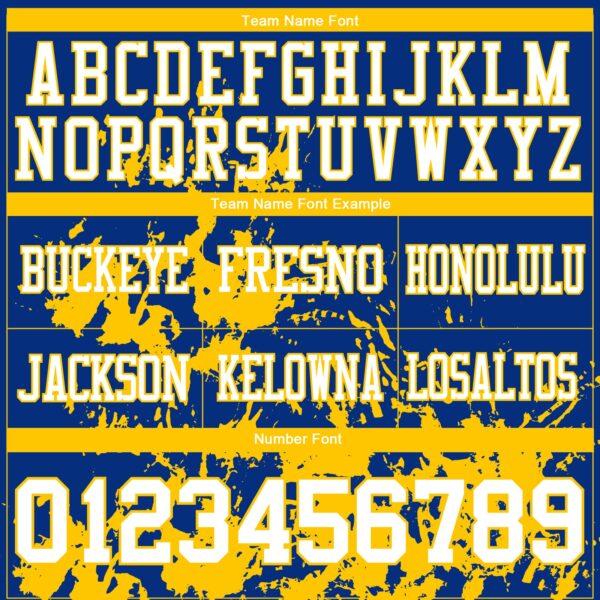 Custom Royal White-Yellow 3D Pattern Splash Authentic Football Jersey