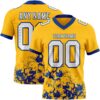 Custom Gold White-Royal 3D Pattern Splash Authentic Football Jersey
