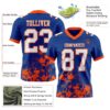 Custom Royal White-Orange 3D Pattern Splash Authentic Football Jersey