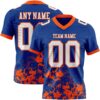 Custom Royal White-Orange 3D Pattern Splash Authentic Football Jersey