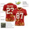 Custom Red White-Old Gold 3D Pattern Splash Authentic Football Jersey