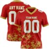 Custom Red White-Old Gold 3D Pattern Splash Authentic Football Jersey