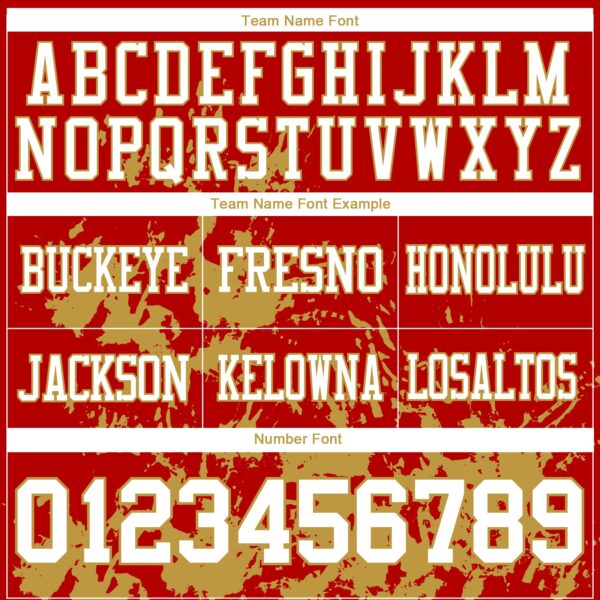 Custom Red White-Old Gold 3D Pattern Splash Authentic Football Jersey