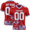 Custom Red White-Light Blue 3D Pattern Splash Authentic Football Jersey