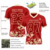Custom Red Cream 3D Pattern Splash Authentic Football Jersey