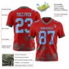 Custom Red Light Blue-Steel Gray 3D Pattern Splash Authentic Football Jersey