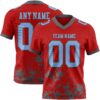 Custom Red Light Blue-Steel Gray 3D Pattern Splash Authentic Football Jersey