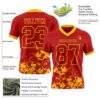 Custom Red Gold 3D Pattern Splash Authentic Football Jersey