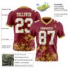 Custom Crimson White-Old Gold 3D Pattern Splash Authentic Football Jersey