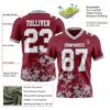 Custom Crimson White-Gray 3D Pattern Splash Authentic Football Jersey